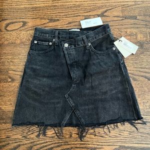 Agolde Criss Cross Skirt Black Denim Size 24 NWT